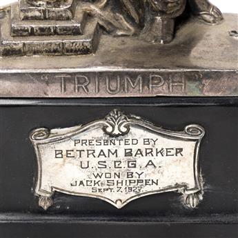 (SPORTS--GOLF.) Trophy presented by the United States Colored Golf Association to pioneer golfer Jack Shippen.